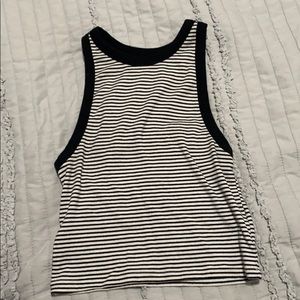 Black and white striped crop top